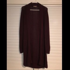 LOFT Maroon Knitted Cardigan